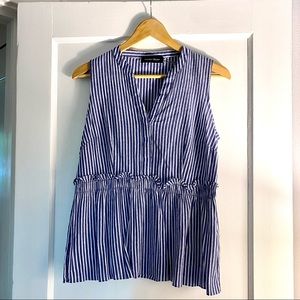 Ivanka Trump blue and white striped peplum tank top size M